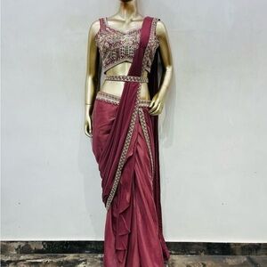 Elegant plum Embellished ready Saree